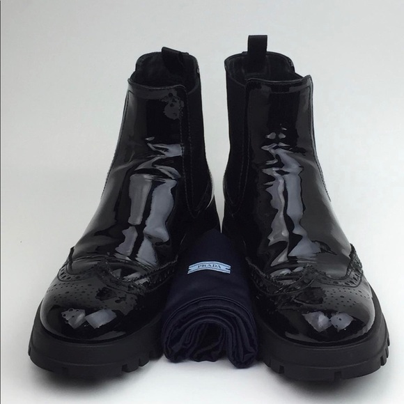 Prada Shoes - PRADA  Chelsea  patent leather Boot sz 7.5